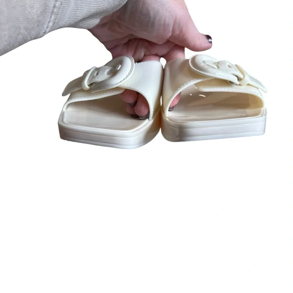 Veronica Beard - Davina Jelly Elegant Cream Slide Sandals Sz 9